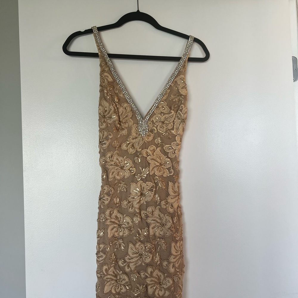 Formal Gold and Rhinestone Dress